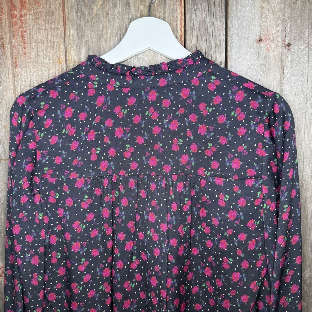 Veronica Beard Louama Tie Neck Dark Floral Blouse size 2 - Picture 7 of 14